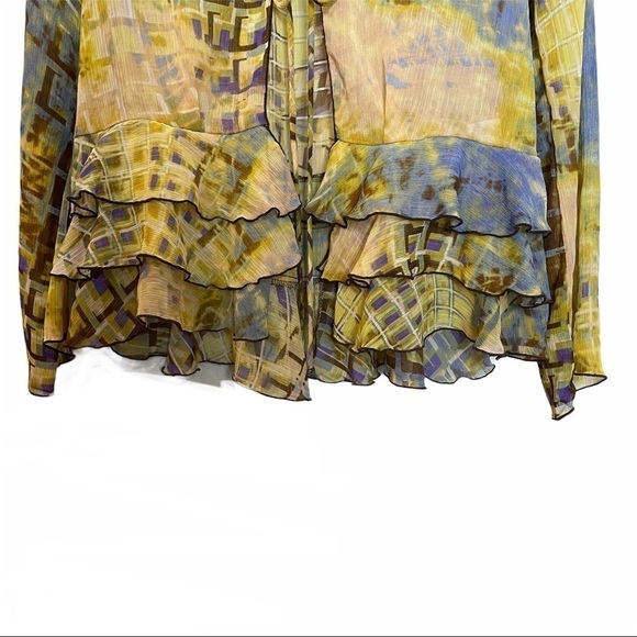 Simonton Says Watercolor Design Sheer Open Front Single Tie Front Cardigan - Picture 5 of 9